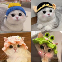 HKM-761363 Knitted Pet Headdresses - Fun Frog, Pig, Tiger, Floral & More Designs