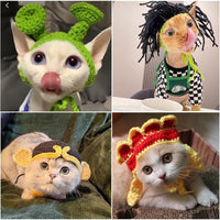 HKM-761363 Knitted Pet Headdresses - Fun Frog, Pig, Tiger, Floral & More Designs