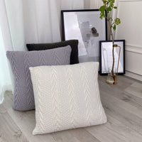 HKM-761363 Nordic Wool Knitted Pillow Cushion in Solid Colors