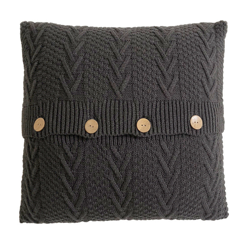 HKM-761363 Nordic Wool Knitted Pillow Cushion in Solid Colors