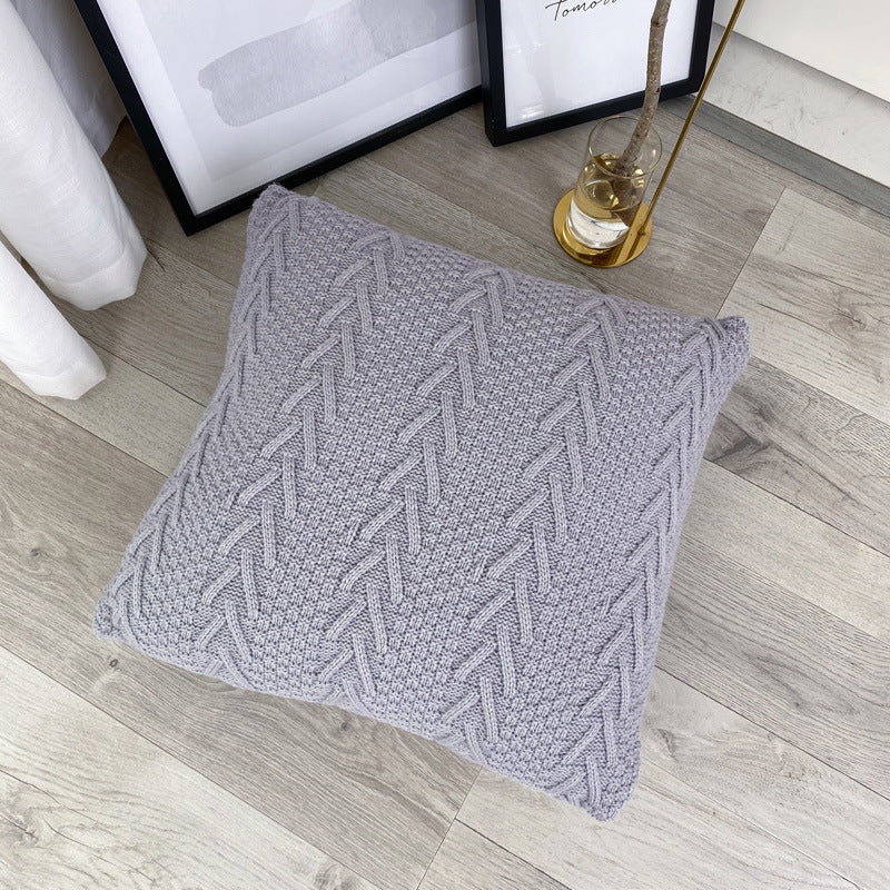 HKM-761363 Nordic Wool Knitted Pillow Cushion in Solid Colors