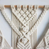 HKM-761491 Handmade Beige Tassel Wall Tapestry for Boho Weddings and Home Decor, 39x45 inches