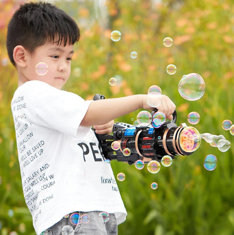 HKM-761619 Automatic Bubble Gatling Blower with Lights and Music for Outdoor Fun