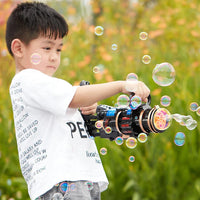 HKM-761619 Automatic Bubble Gatling Blower with Lights and Music for Outdoor Fun