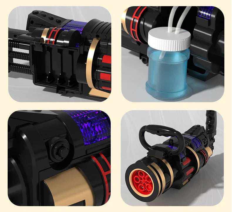 HKM-761619 Automatic Bubble Gatling Blower with Lights and Music for Outdoor Fun