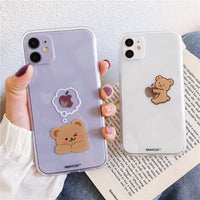 HKM-761619 Cartoon Bear Transparent Soft Case for iPhone 11, 11 Pro, 12, XS Max & More
