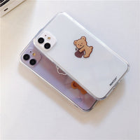 HKM-761619 Cartoon Bear Transparent Soft Case for iPhone 11, 11 Pro, 12, XS Max & More