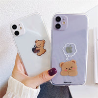 HKM-761619 Cartoon Bear Transparent Soft Case for iPhone 11, 11 Pro, 12, XS Max & More