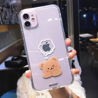 HKM-761619 Cartoon Bear Transparent Soft Case for iPhone 11, 11 Pro, 12, XS Max & More