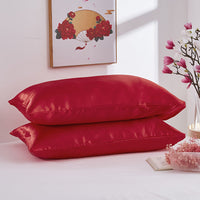 HKM-761747 Satin Imitation Silk Simple Pillowcase for Double Long Pillow - Modern Twill Weave