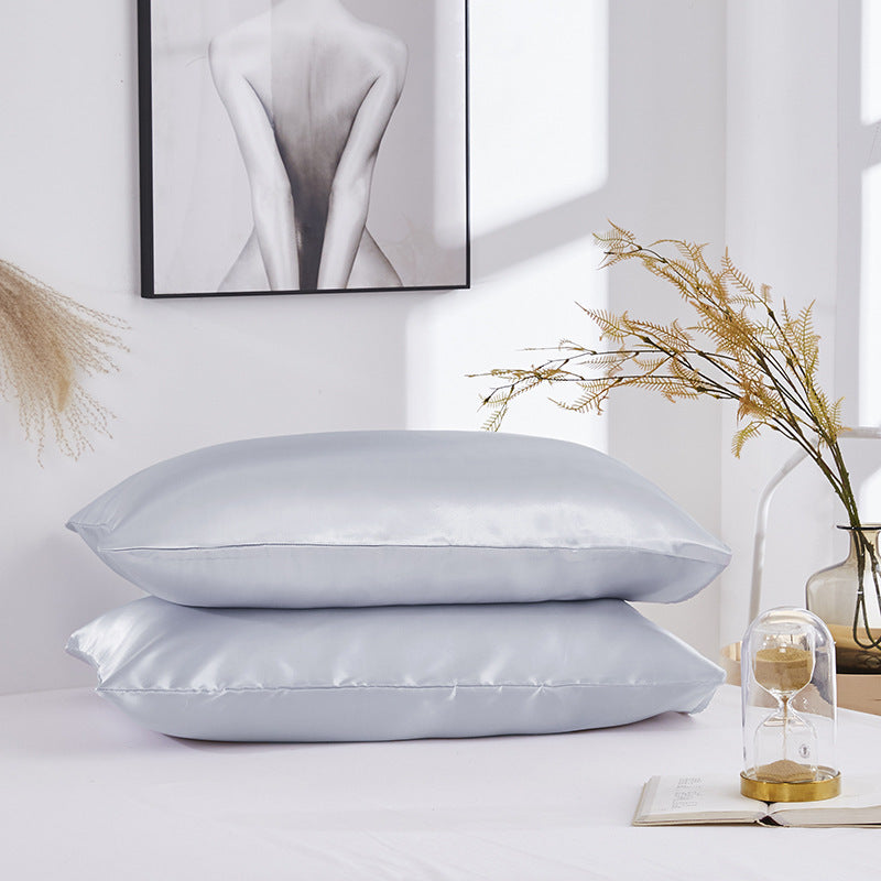 HKM-761747 Satin Imitation Silk Simple Pillowcase for Double Long Pillow - Modern Twill Weave