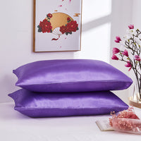 HKM-761747 Satin Imitation Silk Simple Pillowcase for Double Long Pillow - Modern Twill Weave