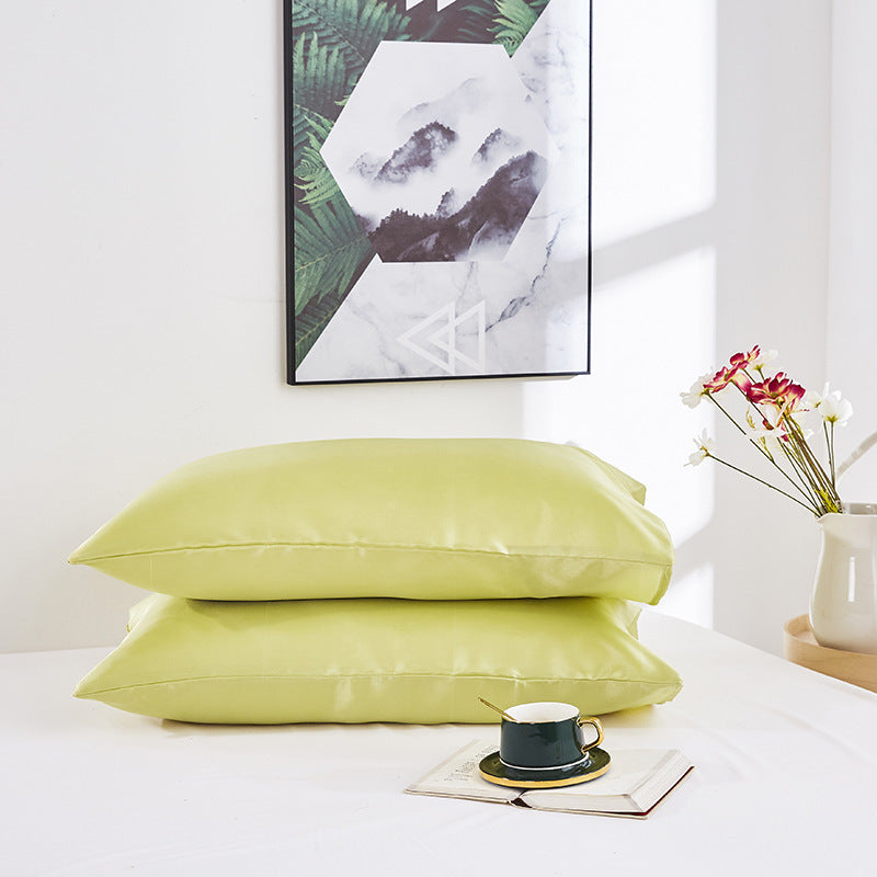HKM-761747 Satin Imitation Silk Simple Pillowcase for Double Long Pillow - Modern Twill Weave