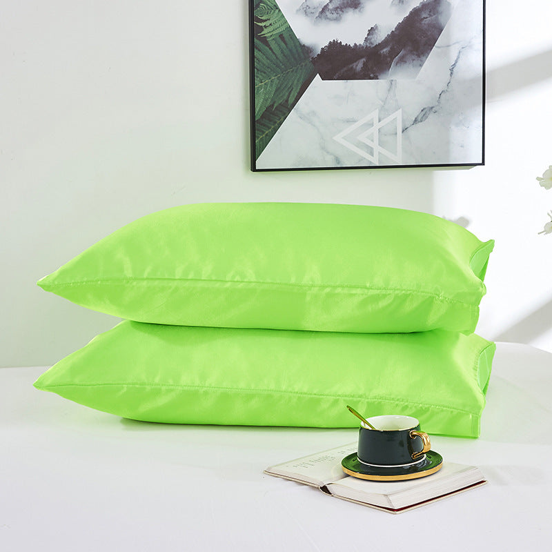 HKM-761747 Satin Imitation Silk Simple Pillowcase for Double Long Pillow - Modern Twill Weave