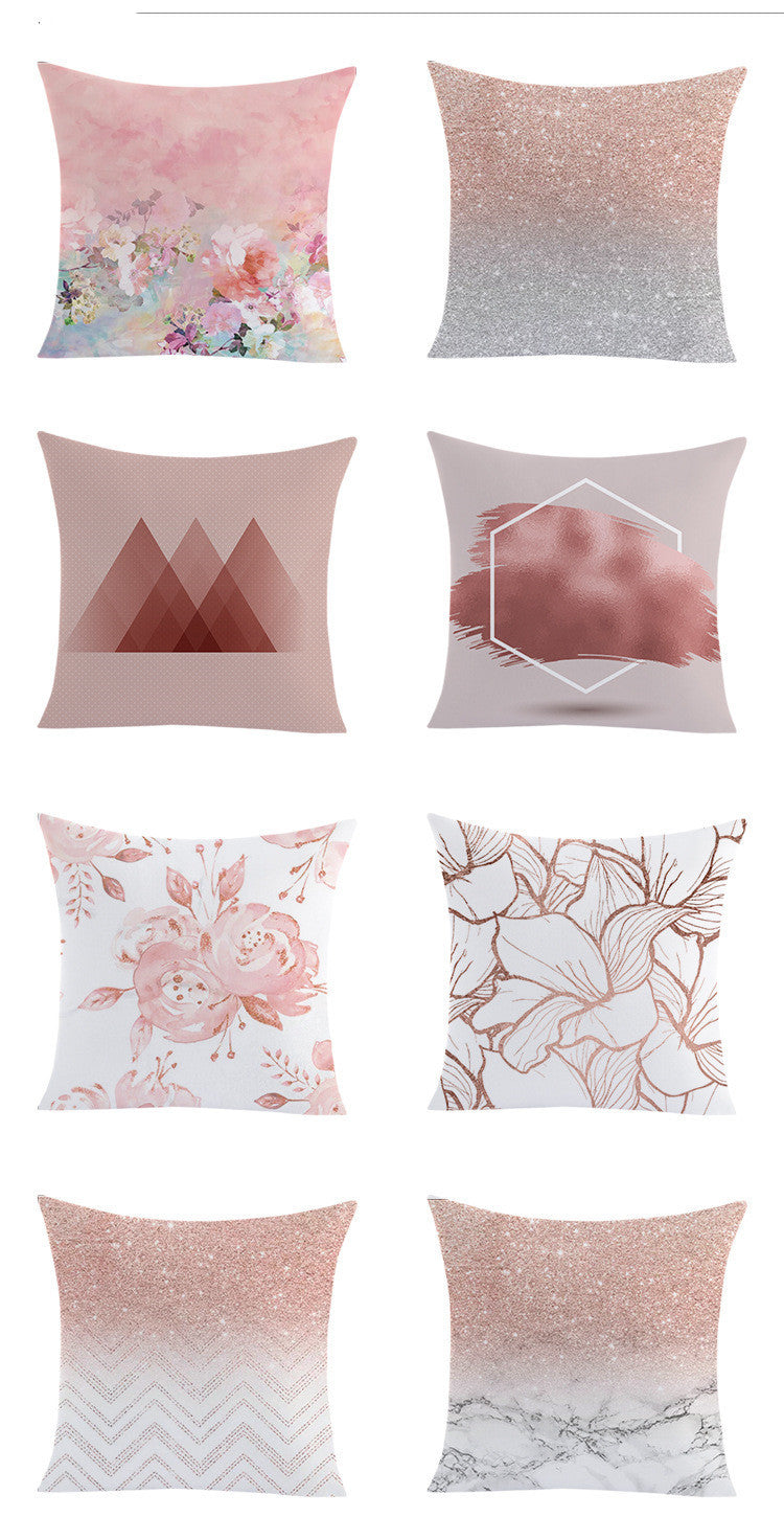 HKM-762067 Gold Peach Skin Pillowcase with Geometric Pattern for Modern Home Décor