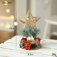HKM-762131 Christmas Wrought Iron Candlestick Window Decoration - Snowflake, Star, Elk Designs, 15CM (Candle Not Included)