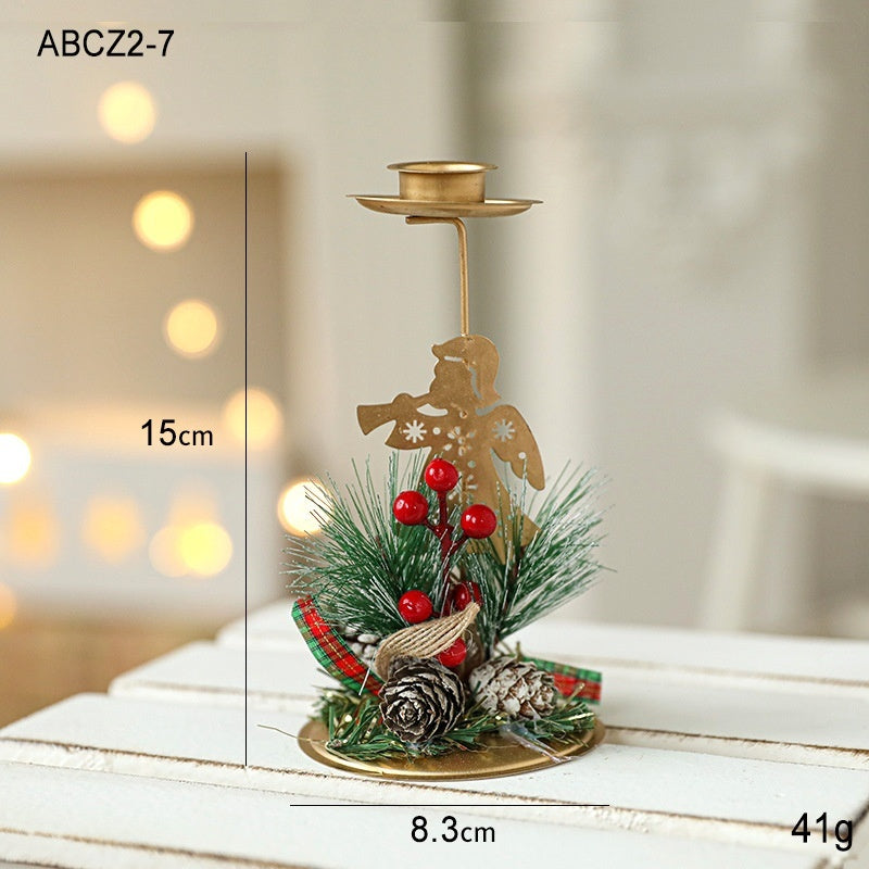 HKM-762131 Christmas Wrought Iron Candlestick Window Decoration - Snowflake, Star, Elk Designs, 15CM (Candle Not Included)