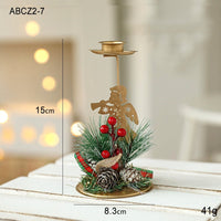 HKM-762131 Christmas Wrought Iron Candlestick Window Decoration - Snowflake, Star, Elk Designs, 15CM (Candle Not Included)