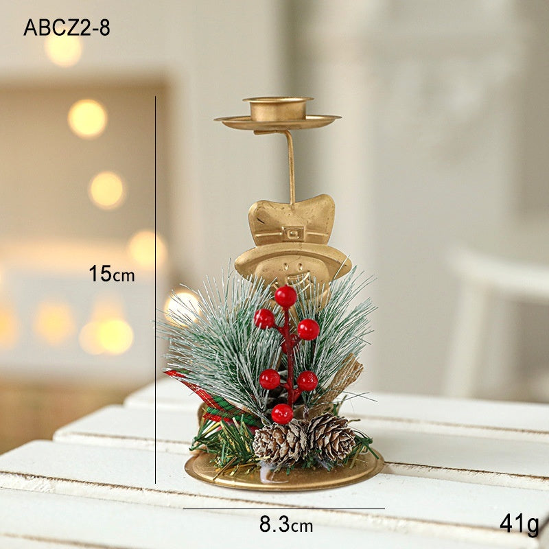 HKM-762131 Christmas Wrought Iron Candlestick Window Decoration - Snowflake, Star, Elk Designs, 15CM (Candle Not Included)