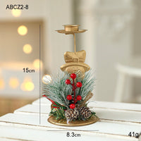 HKM-762131 Christmas Wrought Iron Candlestick Window Decoration - Snowflake, Star, Elk Designs, 15CM (Candle Not Included)
