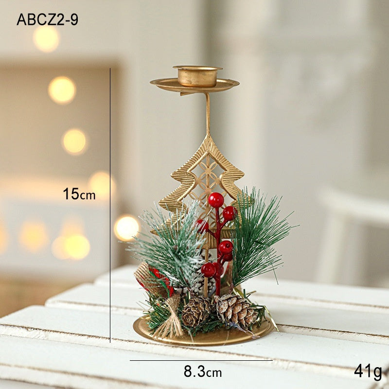 HKM-762131 Christmas Wrought Iron Candlestick Window Decoration - Snowflake, Star, Elk Designs, 15CM (Candle Not Included)