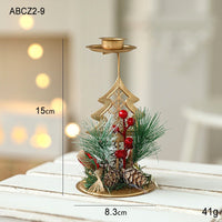 HKM-762131 Christmas Wrought Iron Candlestick Window Decoration - Snowflake, Star, Elk Designs, 15CM (Candle Not Included)