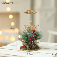 HKM-762131 Christmas Wrought Iron Candlestick Window Decoration - Snowflake, Star, Elk Designs, 15CM (Candle Not Included)