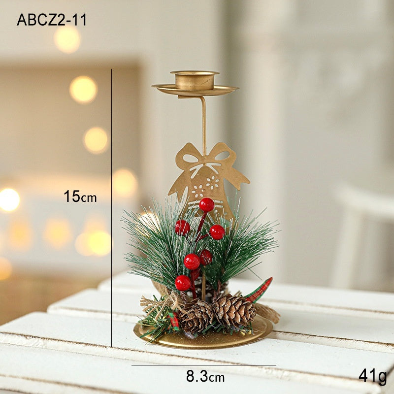 HKM-762131 Christmas Wrought Iron Candlestick Window Decoration - Snowflake, Star, Elk Designs, 15CM (Candle Not Included)
