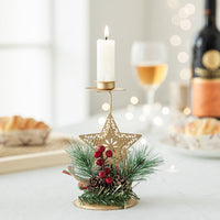 HKM-762131 Christmas Wrought Iron Candlestick Window Decoration - Snowflake, Star, Elk Designs, 15CM (Candle Not Included)