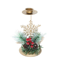 HKM-762131 Christmas Wrought Iron Candlestick Window Decoration - Snowflake, Star, Elk Designs, 15CM (Candle Not Included)