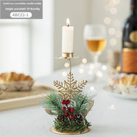 HKM-762131 Christmas Wrought Iron Candlestick Window Decoration - Snowflake, Star, Elk Designs, 15CM (Candle Not Included)