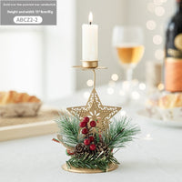 HKM-762131 Christmas Wrought Iron Candlestick Window Decoration - Snowflake, Star, Elk Designs, 15CM (Candle Not Included)