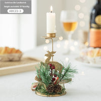 HKM-762131 Christmas Wrought Iron Candlestick Window Decoration - Snowflake, Star, Elk Designs, 15CM (Candle Not Included)