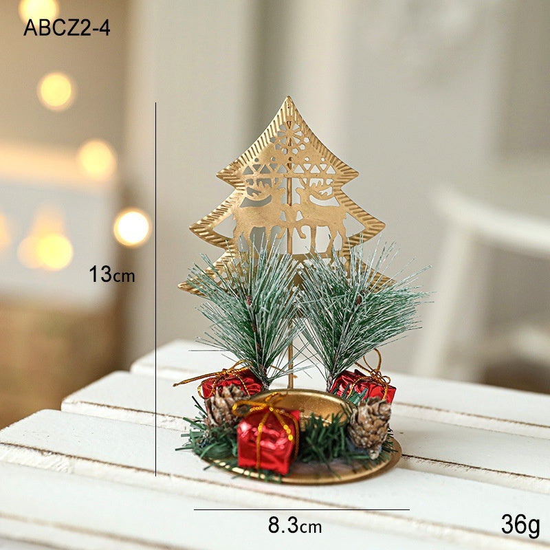 HKM-762131 Christmas Wrought Iron Candlestick Window Decoration - Snowflake, Star, Elk Designs, 15CM (Candle Not Included)