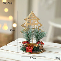 HKM-762131 Christmas Wrought Iron Candlestick Window Decoration - Snowflake, Star, Elk Designs, 15CM (Candle Not Included)