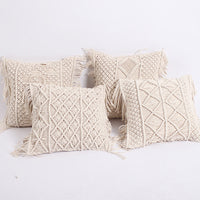 HKM-762323 Hand-woven Cotton Braid Rope Tassel Cushion Pillow in Multiple Colors