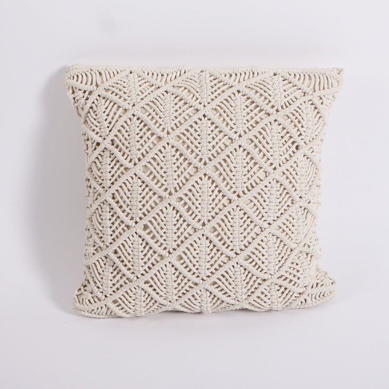 HKM-762323 Hand-woven Cotton Braid Rope Tassel Cushion Pillow in Multiple Colors