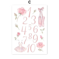 HKM-762451 Ballet Alphanumeric Children's Room Canvas Art - 13x18cm, 15x20cm, 21x30cm Options