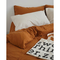 HKM-762515 Caramel Knitted Cotton Bedding Set - Skin-Friendly, 4-Piece Nude Collection for Various Bed Sizes