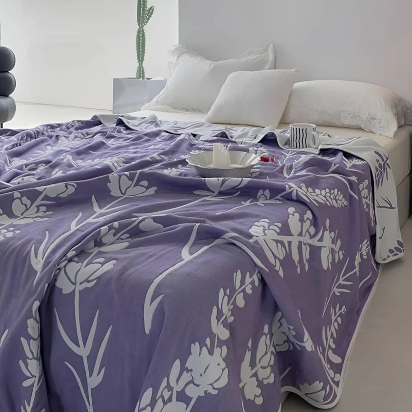 HKM-762515 Lightweight Six-Layer Gauze Summer Quilt - Soft Embroidered Blanket in Multiple Sizes