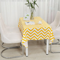 HKM-762579 Nordic Yellow Ripple Cotton-Linen Rectangle Tablecloth - Multiple Sizes Available