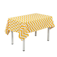 HKM-762579 Nordic Yellow Ripple Cotton-Linen Rectangle Tablecloth - Multiple Sizes Available