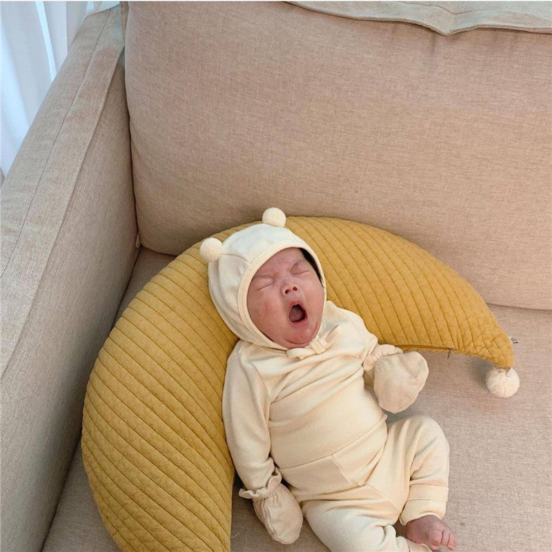 HKM-762643 Cotton Fur Ball Moon Pillow Cushion for Babies, Removable & Washable, 60x25x10CM