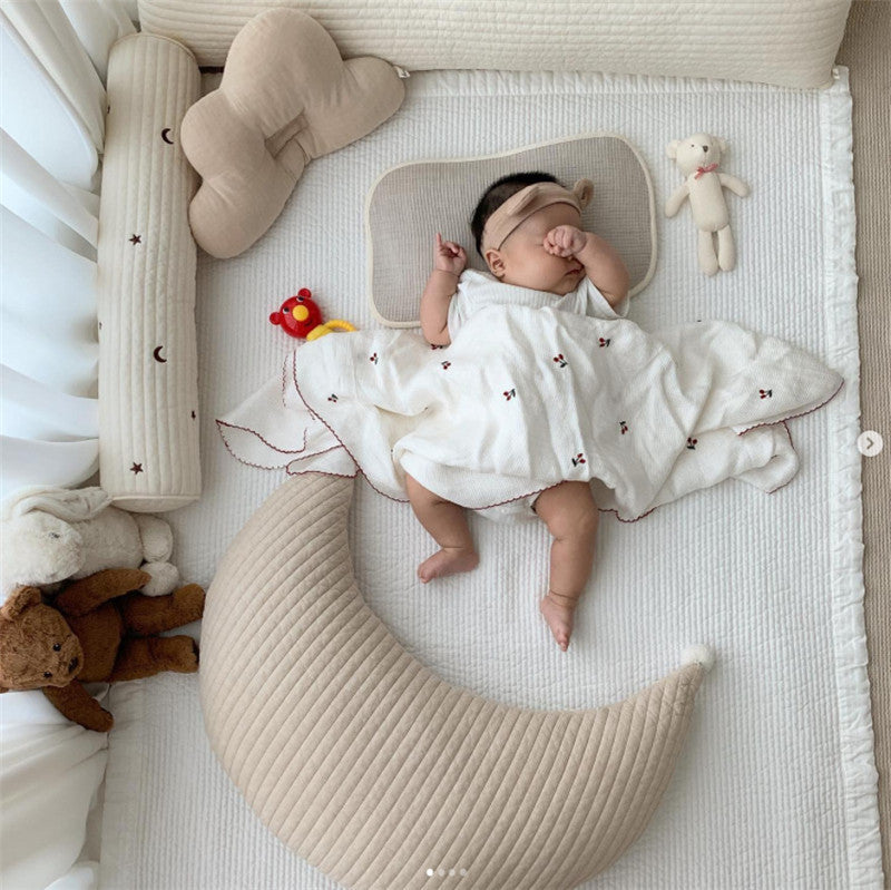 HKM-762643 Cotton Fur Ball Moon Pillow Cushion for Babies, Removable & Washable, 60x25x10CM