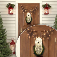 HKM-762643 Lighted Christmas Reindeer Head Wreath with LED Warm White Lights for Indoor and Outdoor Display