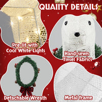 HKM-762643 Lighted Christmas Reindeer Head Wreath with LED Warm White Lights for Indoor and Outdoor Display