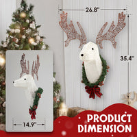 HKM-762643 Lighted Christmas Reindeer Head Wreath with LED Warm White Lights for Indoor and Outdoor Display