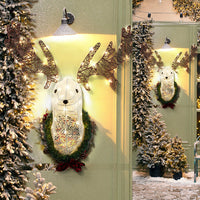 HKM-762643 Lighted Christmas Reindeer Head Wreath with LED Warm White Lights for Indoor and Outdoor Display