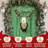 HKM-762643 Lighted Christmas Reindeer Head Wreath with LED Warm White Lights for Indoor and Outdoor Display