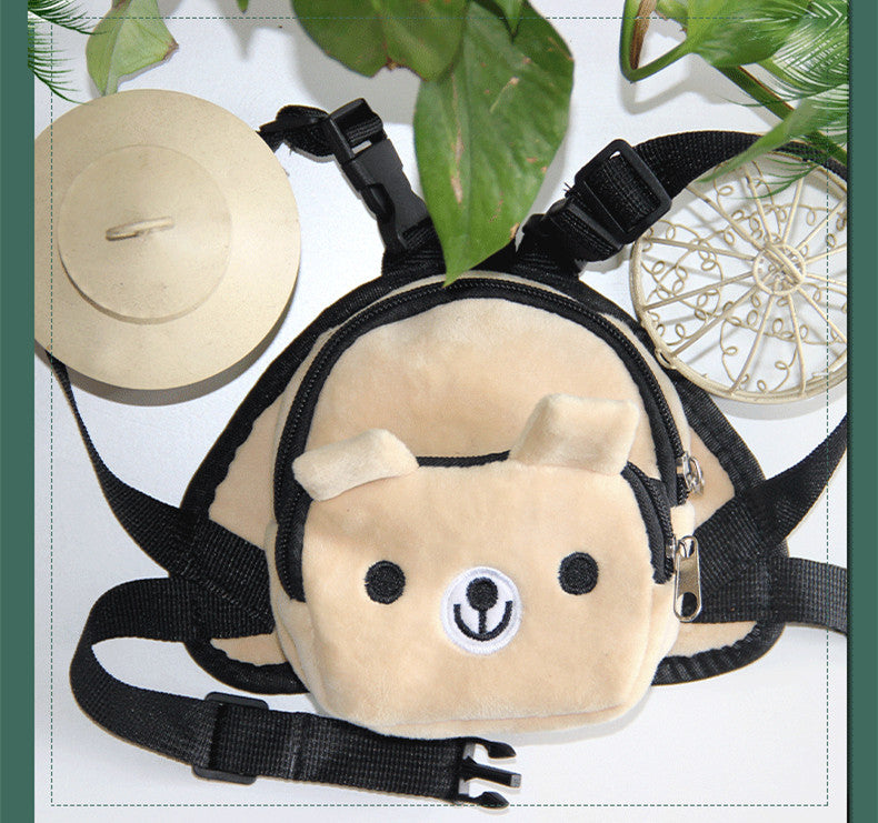 HKM-762707 Adjustable Cartoon Pet Backpack Harness for Outdoor Travel with Snack Bag